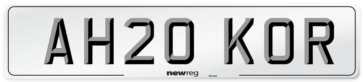 AH20 KOR Number Plate from New Reg